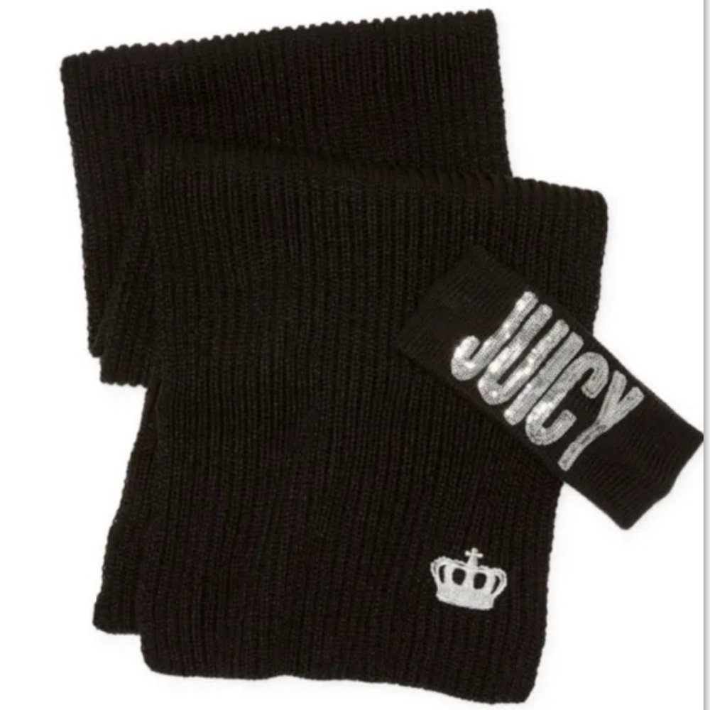 NEW Juicy By Juicy Couture Logo Scarf And Headband 2-pc. Cold Weather Set BLACK